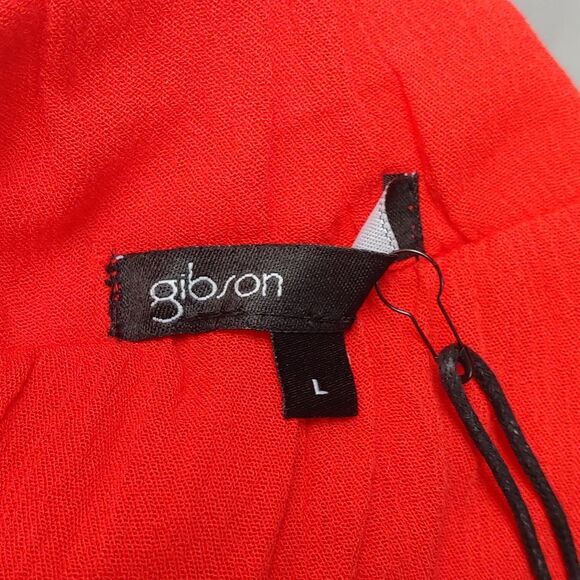 Gibson Look Tiered Belted Gauzy Midi Skirt Sz L Red NEW - Picture 7 of 11